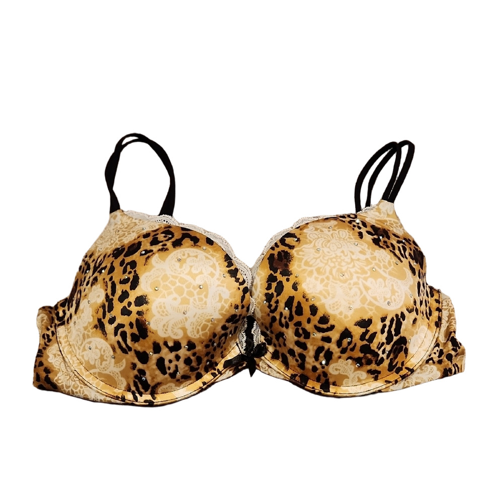 Victoria's Secret Animal Print Rhinestone Very Sexy Push Up Bra SIZE 36C
